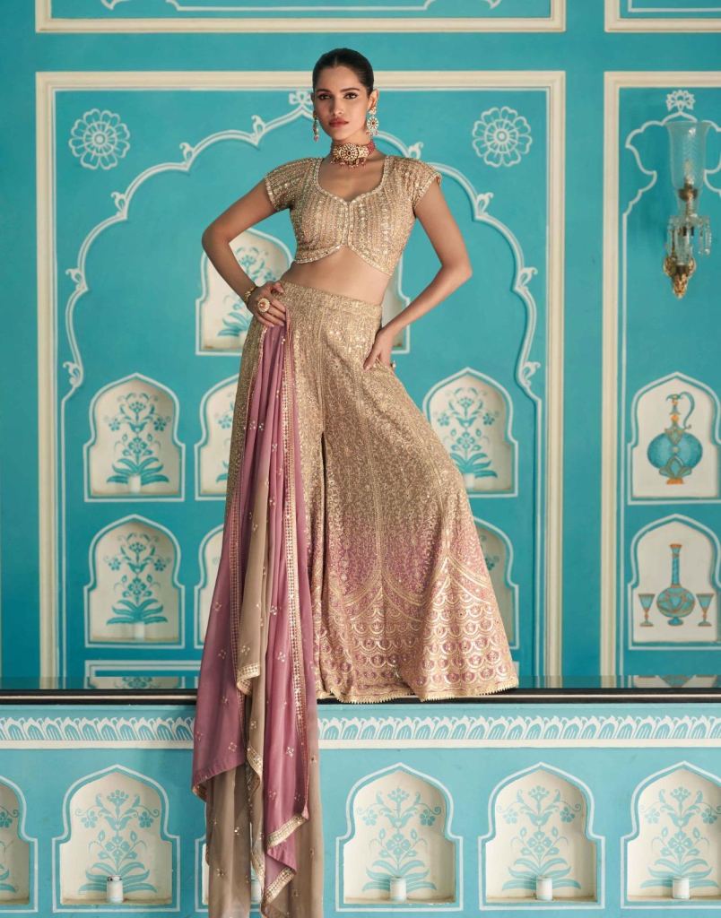Sayuri Laskara Embroidered Top Plazzo And Dupatta