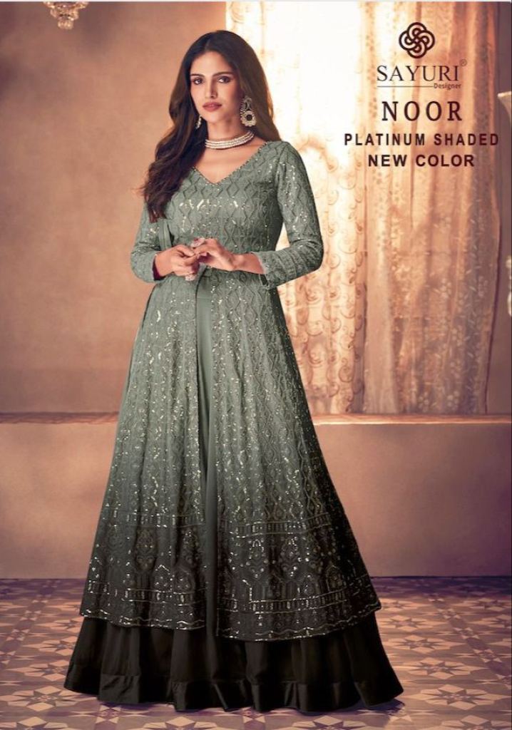 Sayuri Noor Platinum Shaded Designer Georgette Collection 