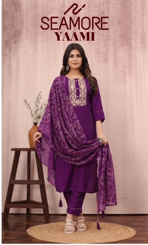 Seamore Yaami Chinnon Kurti Set With Dupatta