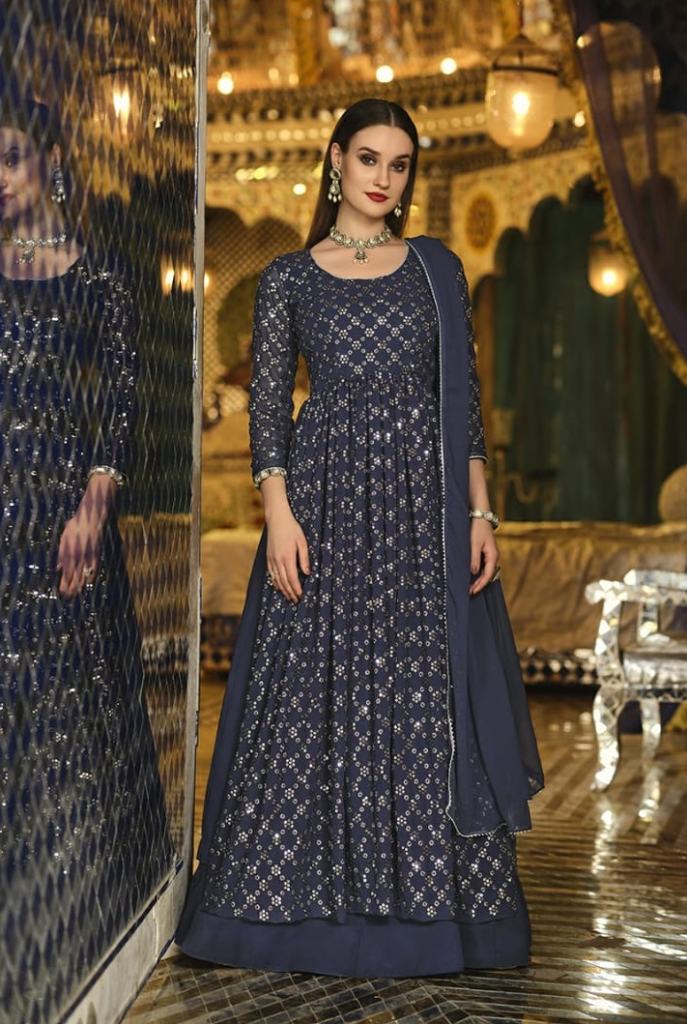 Senhora Mir 33 Real Georgette Sequence Designer Anarkali suits collection