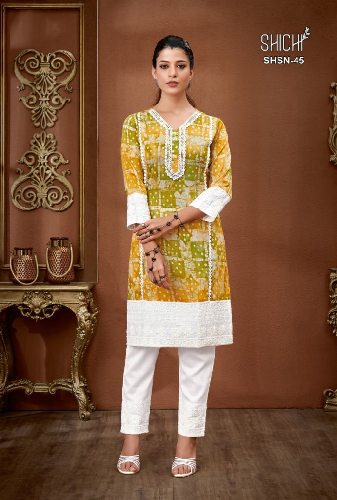 Shichi Sana Catalog Casual Wear Pure Viscose Kurti With Pent