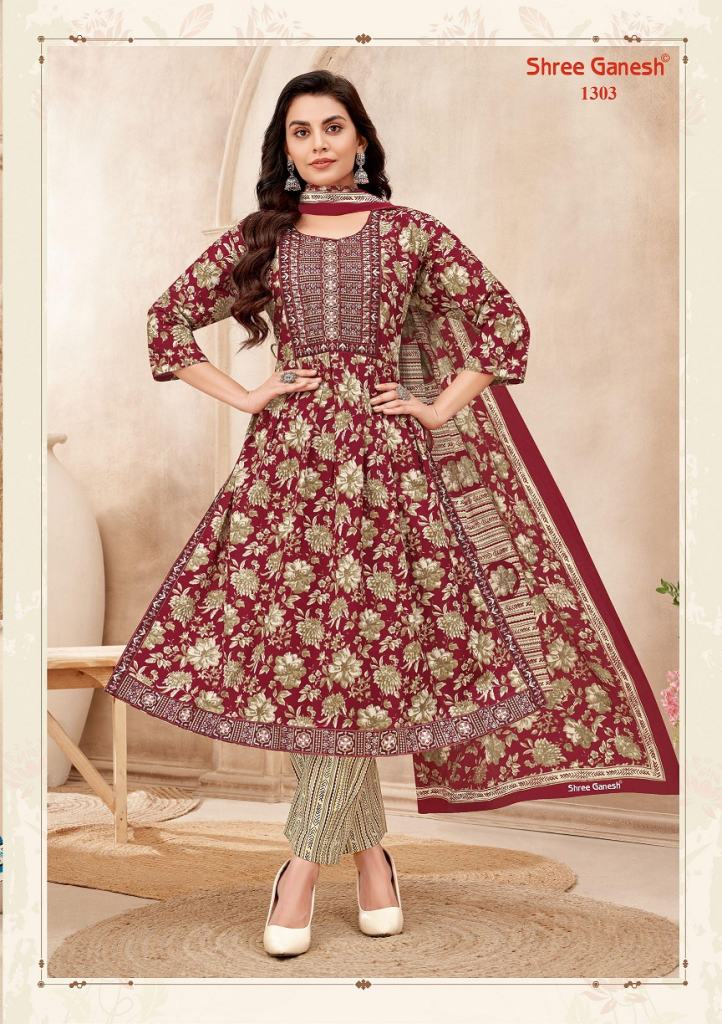Shree Ganesh Zaara Vol 3 Cotton Nyra Cut Kurti Bottom With Dupatta Surat wholesale bridal wear market