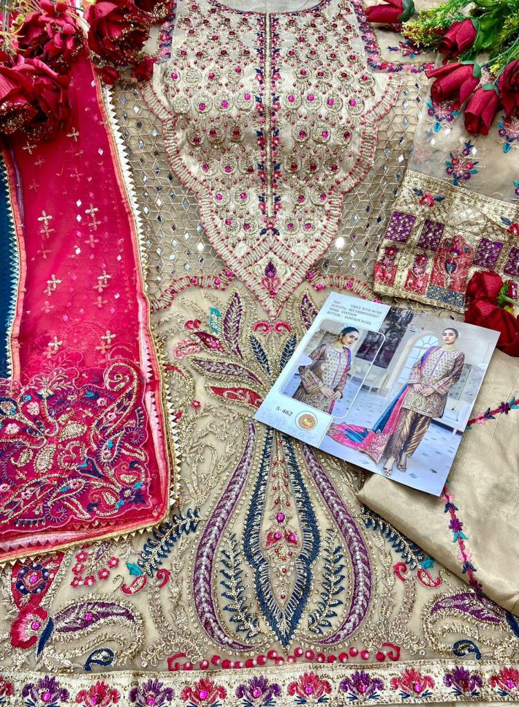 Shree K 1462  Net Embroidery Designer Pakistani Style Suits Collection