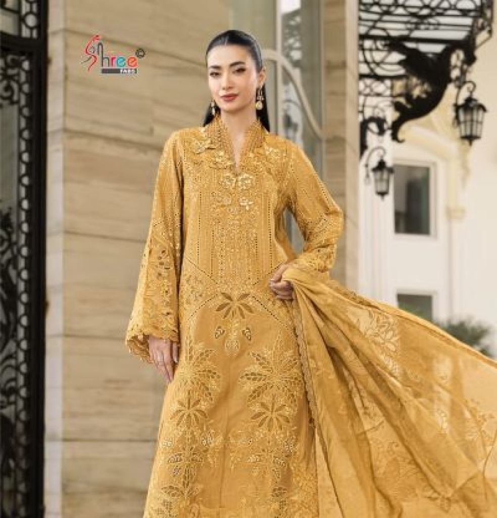 Shree Mariya B Luxury Lawn Collection Vol 6 Chiffon Dupatta Embroidered Salwar Kameez