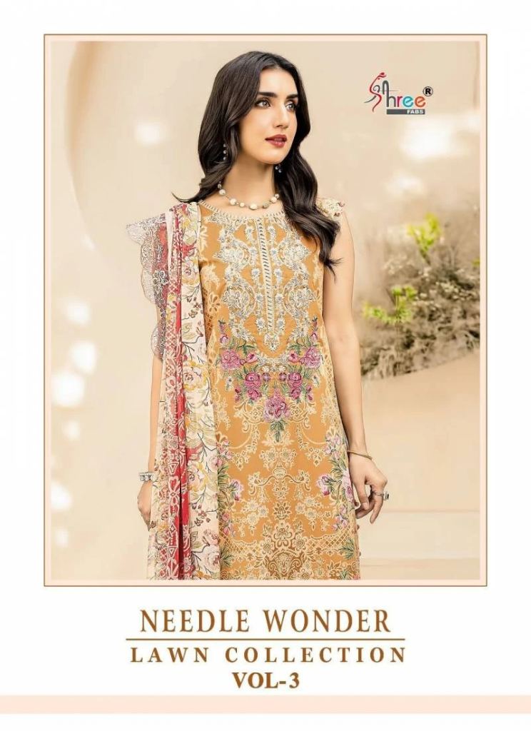 Shree Needle Wonder Lawn Vol 3 Chiffon Dupatta Salwar Suit