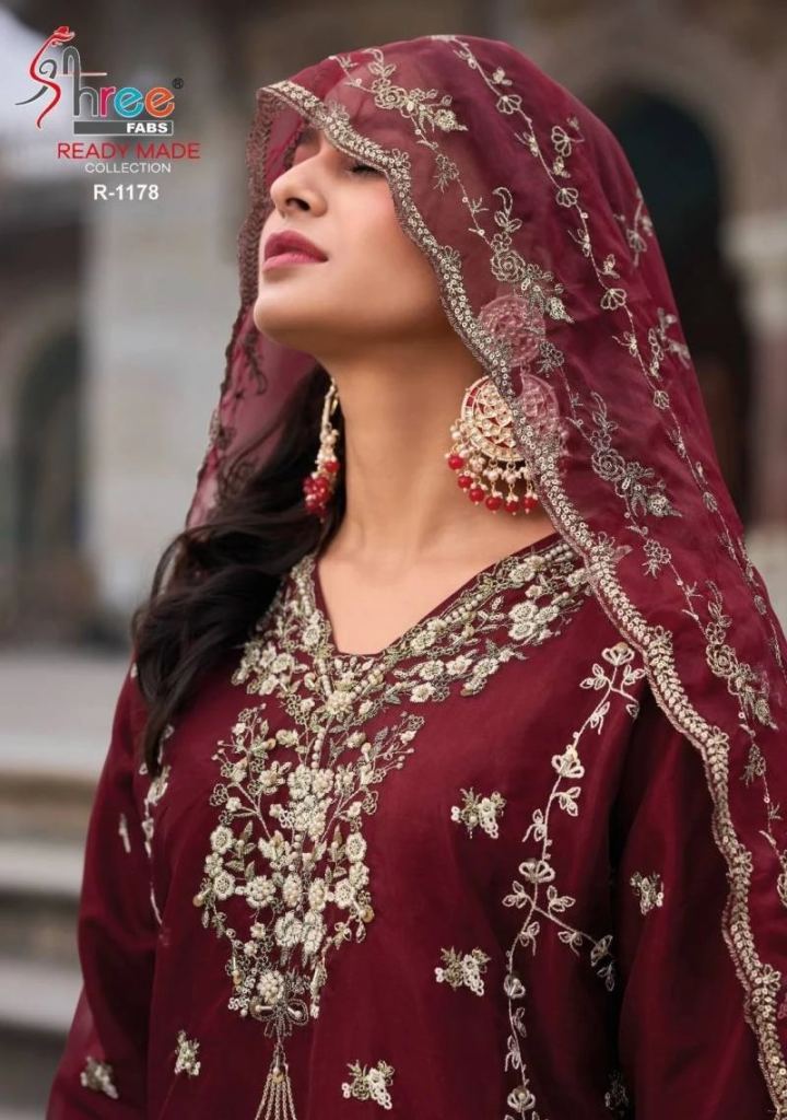 Shree R 1178 Attractive Organza Pakistani Party Wear Ready Made Collection