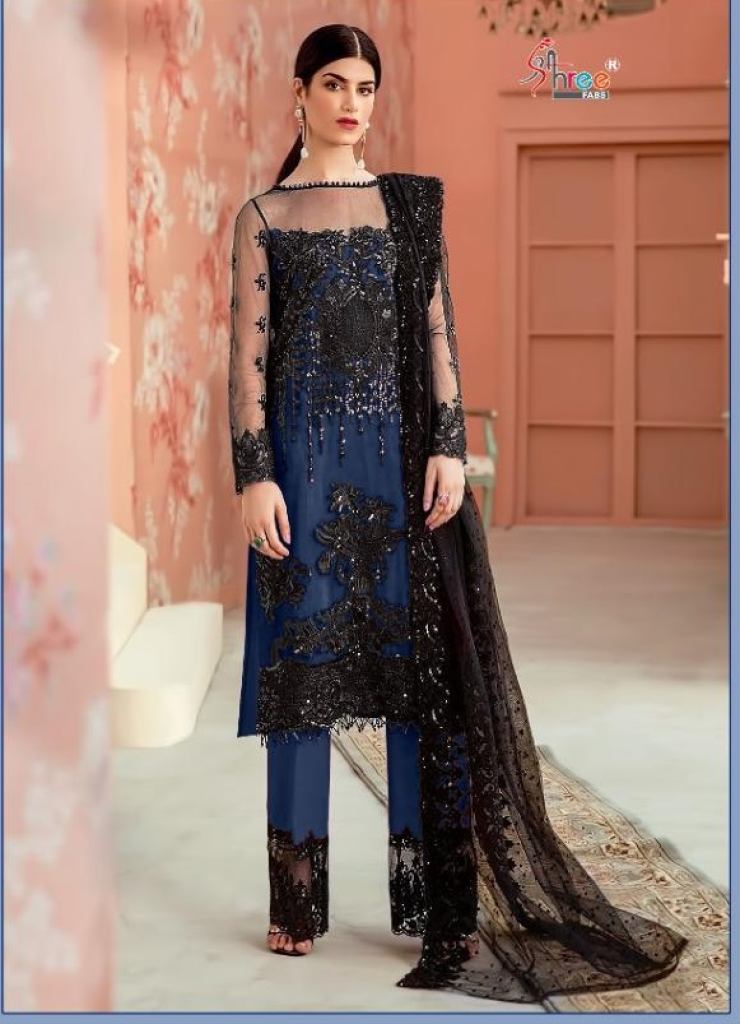Shree Sana Safinaz Gold Collection vol  3 Butterfly Net Embroidery Designer Salwar Suits