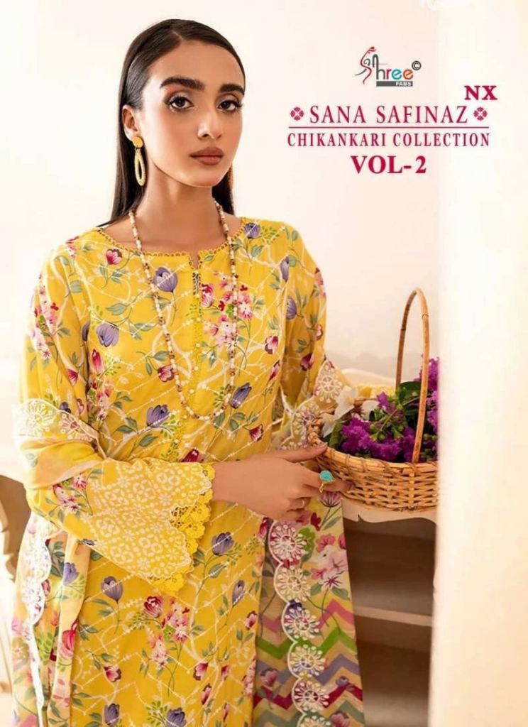 Shree Sana Safinaz Vol 2 Nx stylish graceful Chikankari Cotton Salwar Suits With Dupatta 