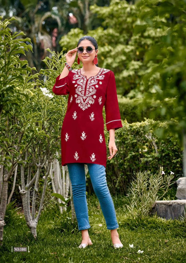 Shreen Fusion Rayon Lucknowi Work Fancy Top