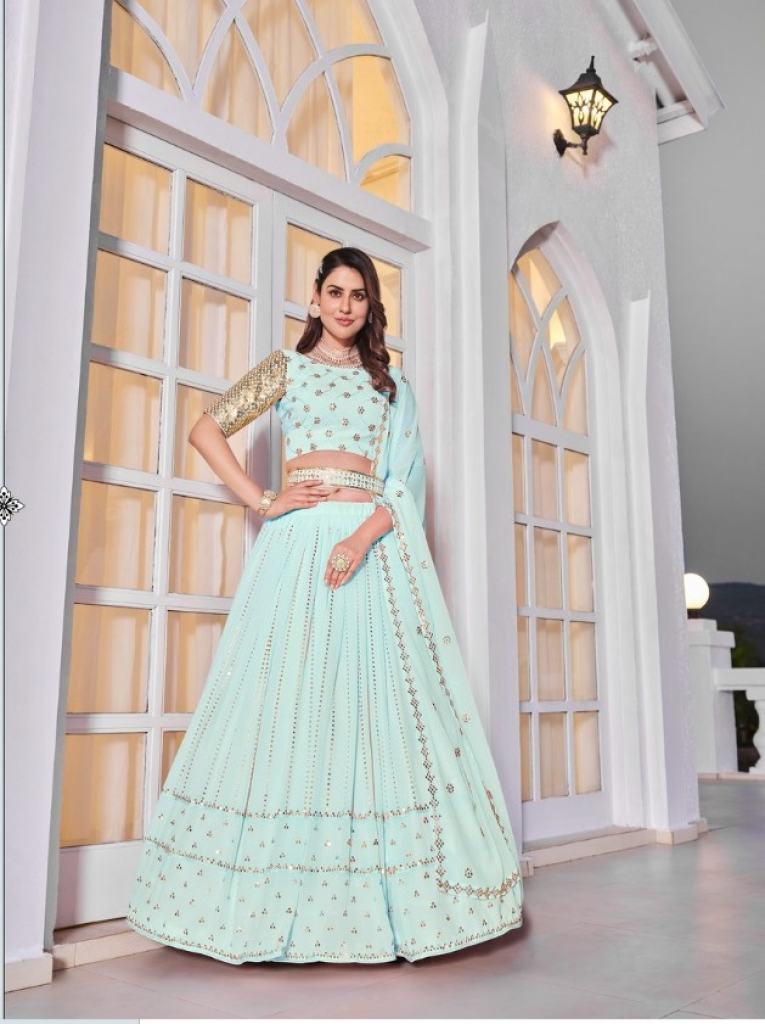 Sky Color Georgette Sequins Work Lehenga collection 