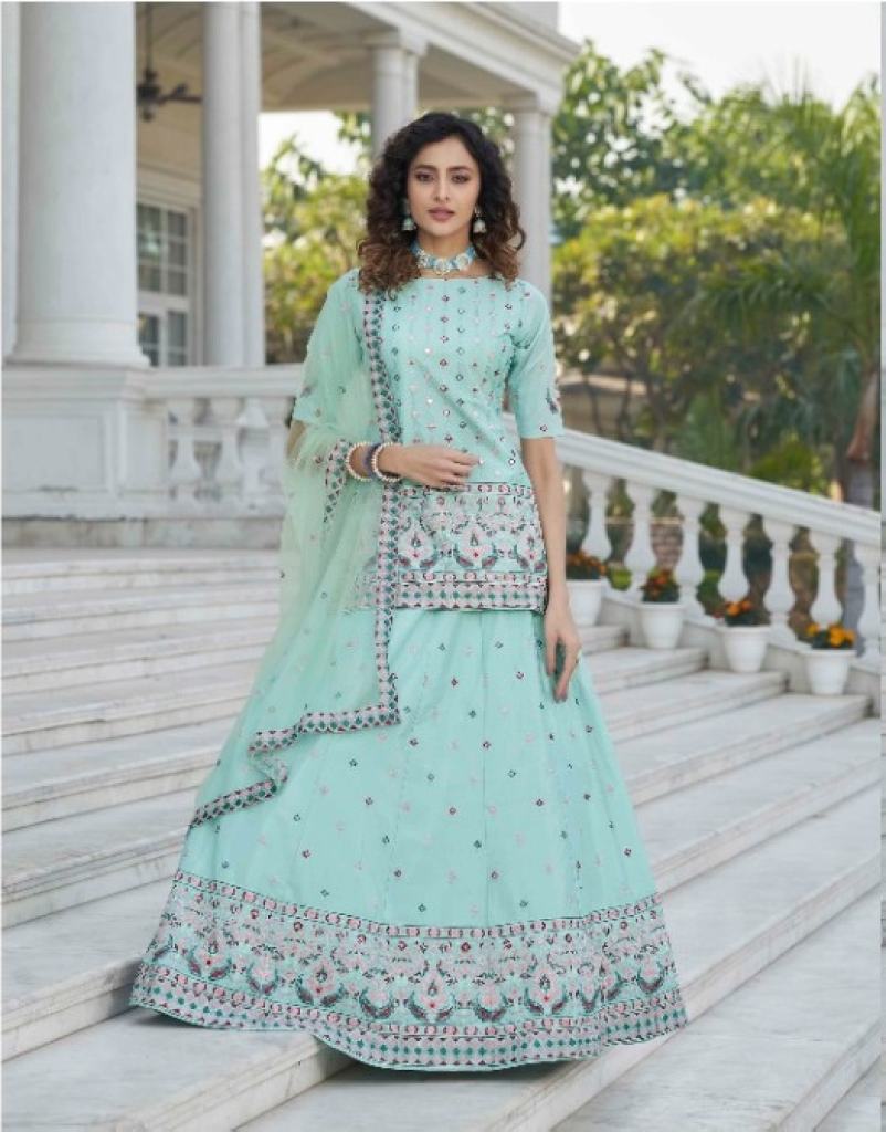 Sky Chinon chiffon sequence Exclusive Lehenga choli collection 