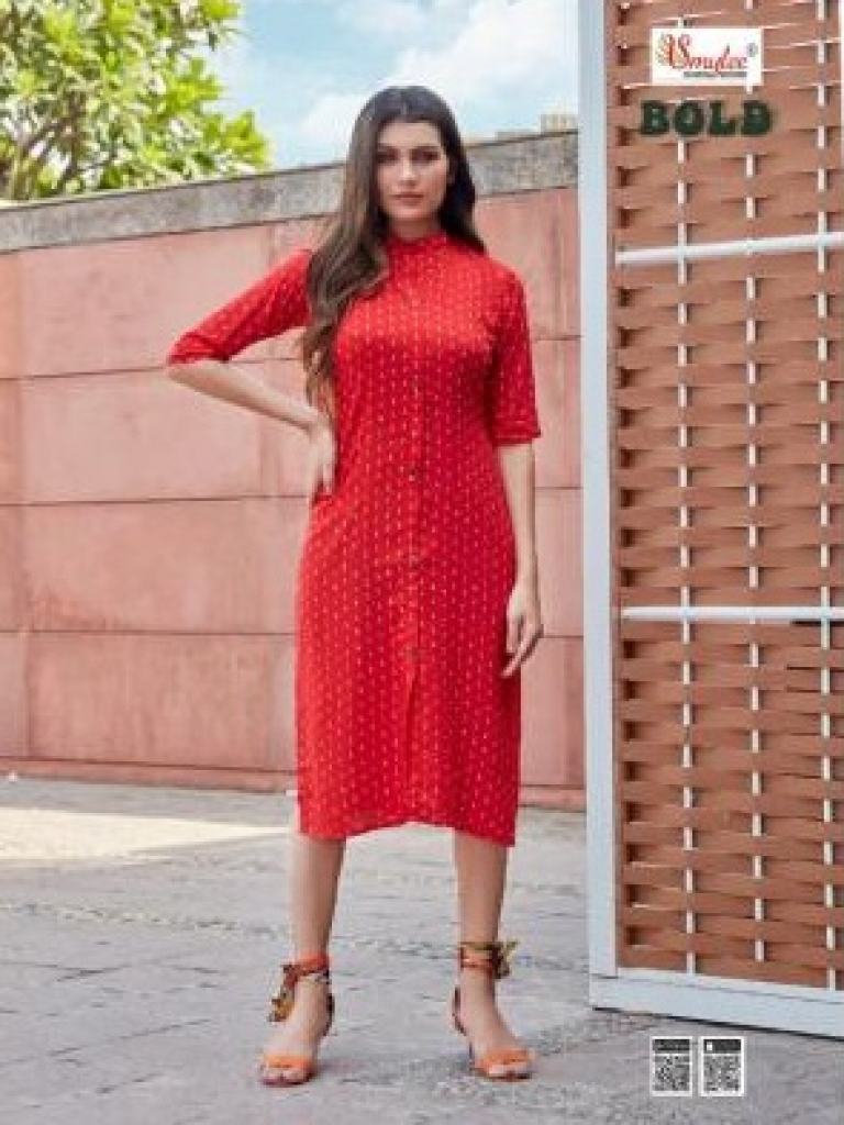 Smylee Bold Rayon Fancy Handwork Kurti catalog 