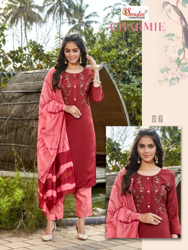 Smylee Charmie Catalog Designer Wear Readymade Top Bottom With Dupatta