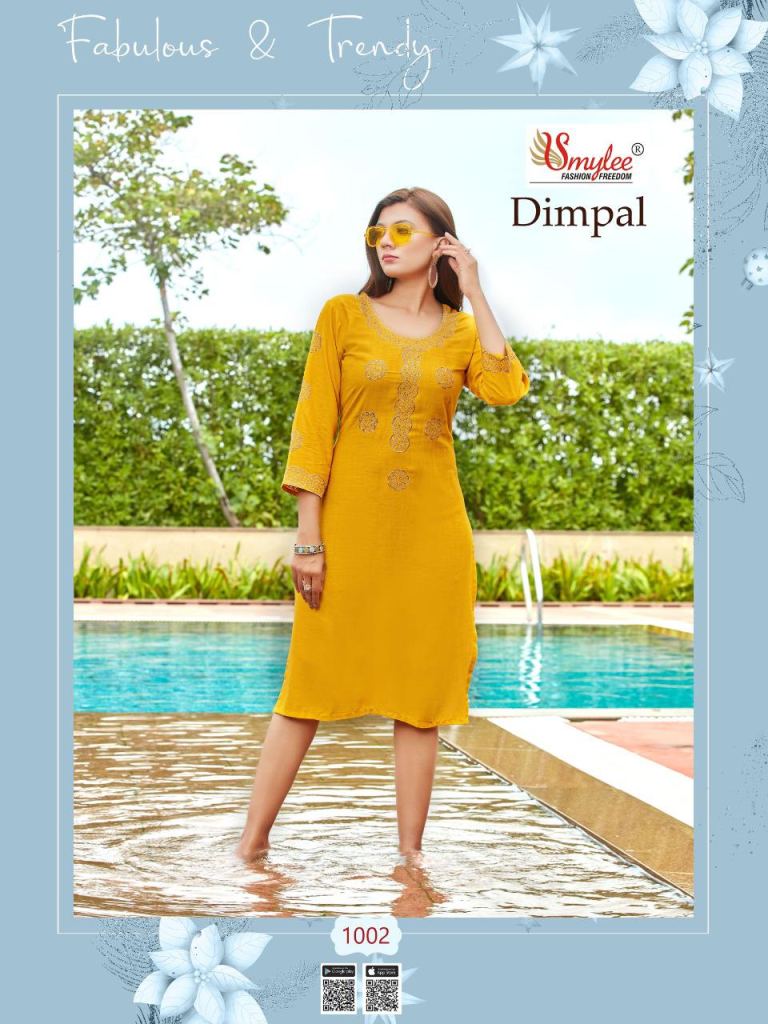 Smylee Dimpal Heavy Rayon Designer Kurti Collection