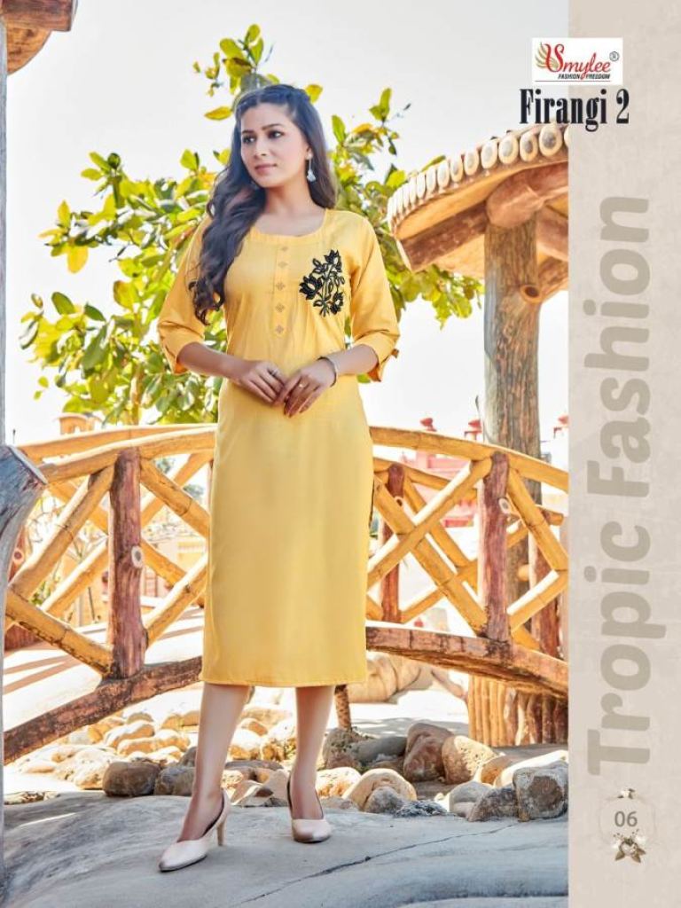 Smylee Firangi Vol 2 Catalog Casual Wear Rayon Embroidery Kurtis 