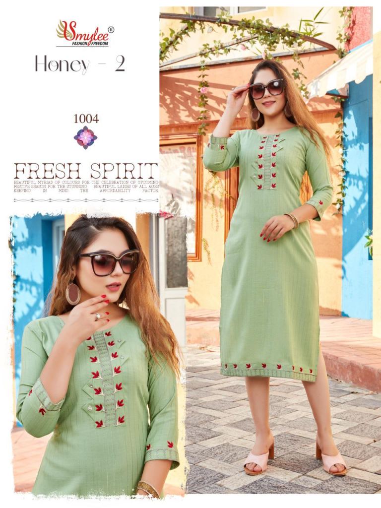 Smylee Honey Vol 2 Heavy Lurex Linning Rayon Daily Wear  Kurti Catalog 