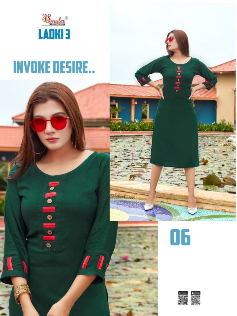 Smylee Laadki vol 3 Ethnic Wear Rayon Designer Kurti catalog 