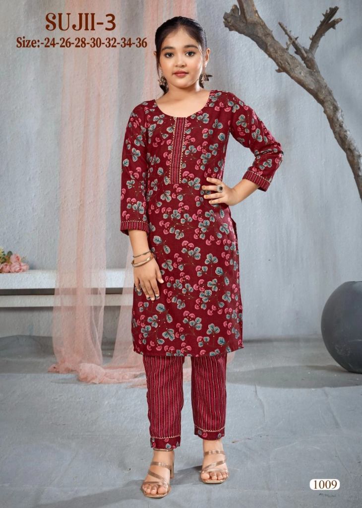 Sujii Vol 3 Kids Wear Kurti With Bottom 