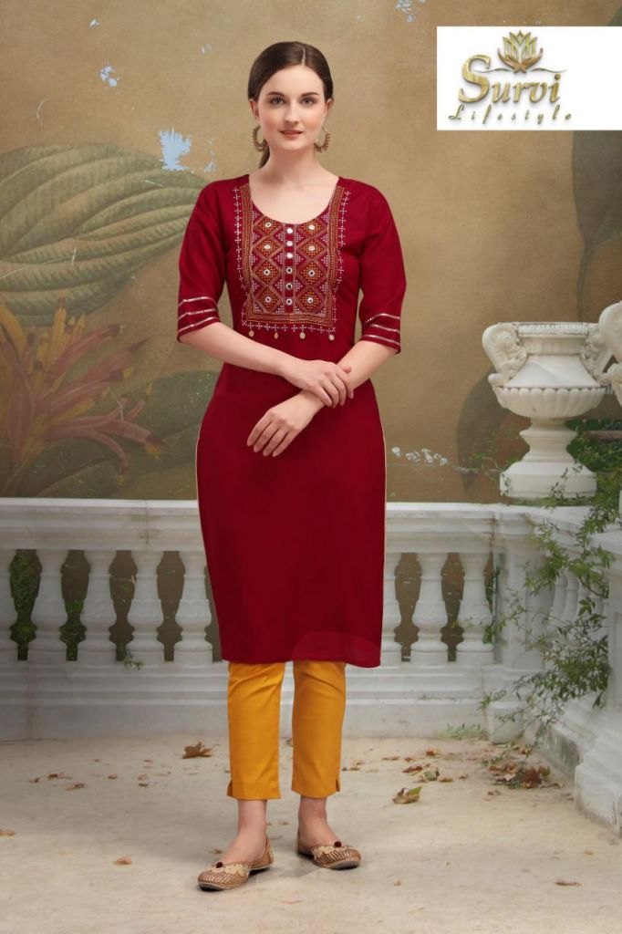 RADHIKA LIFESTYLE  NAYRA VOL 1  COTTON PRINT WITH EMBROIDERY AND HAND  WORK NAYRA CUT GOWN KURTI BY RADHIKA LIFESTYLE BRAND WHOLESALER AND DEALER