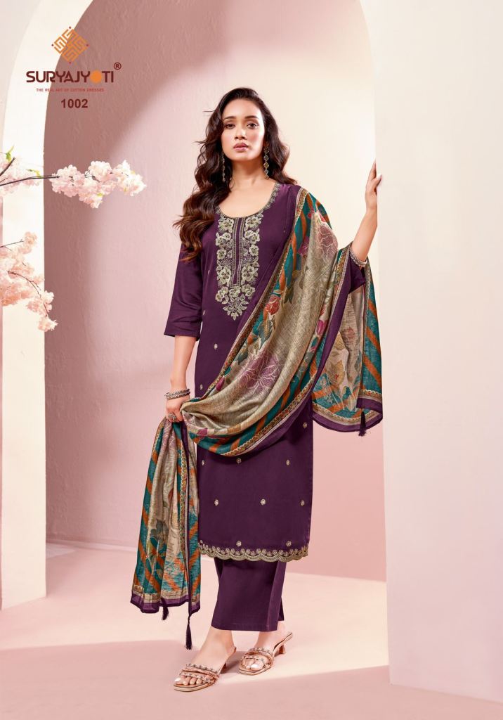 Suryajyoti Pranavi Vol 1 Embroidered Kurti With Bottom Dupatta