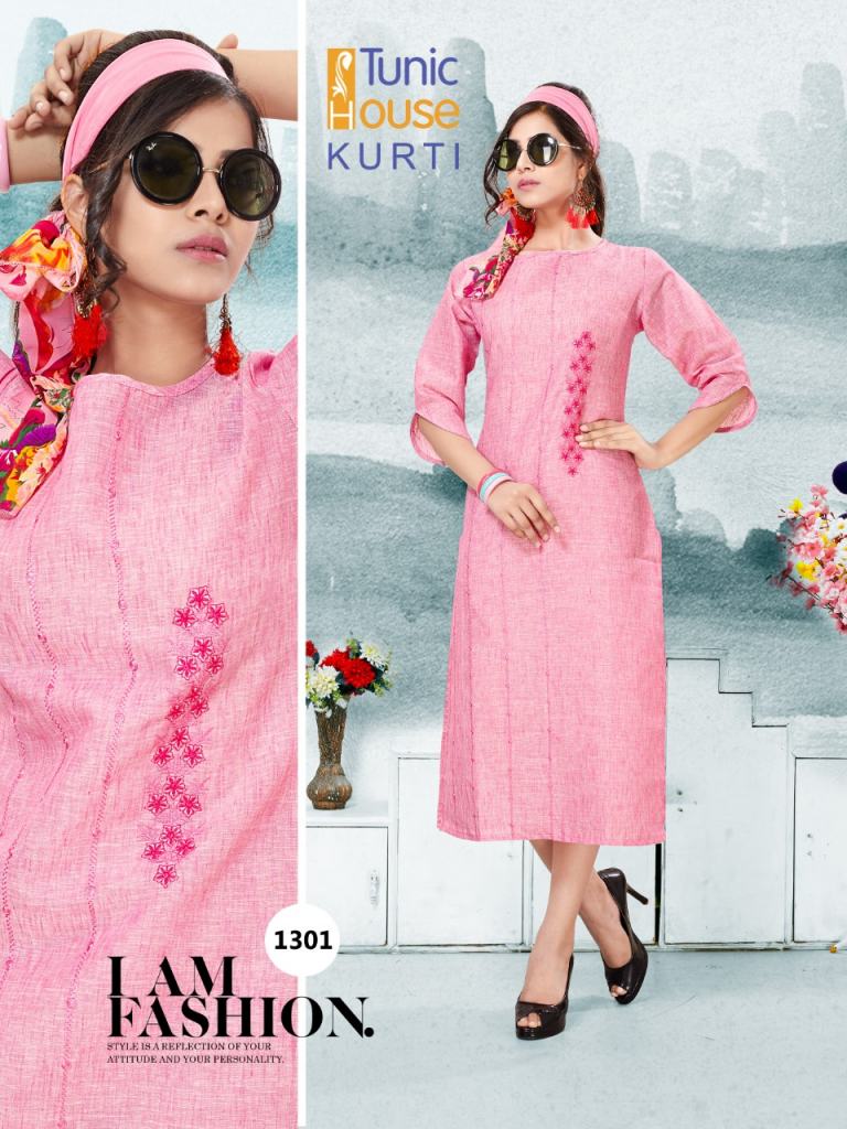 TUNIC HOUSE POISE  LINEN EMBROIDERED DESIGNER KURTI CATALOG