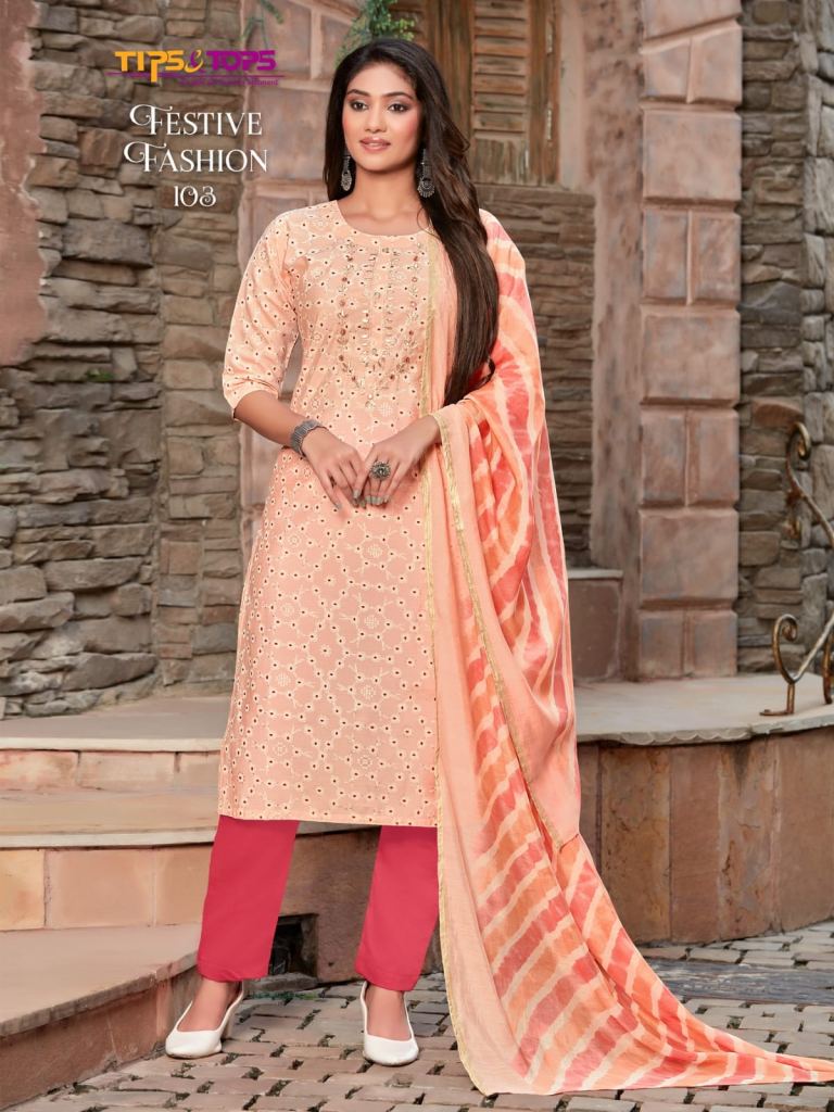 Tips And Tops Festive Fashion Kurtis With Bottom Dupatta Collection