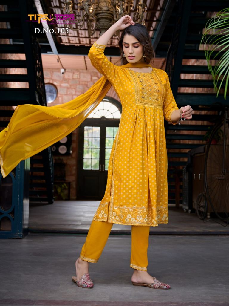 Tips And Tops Label Nyra Cut Kurtis With Bottom Dupatta