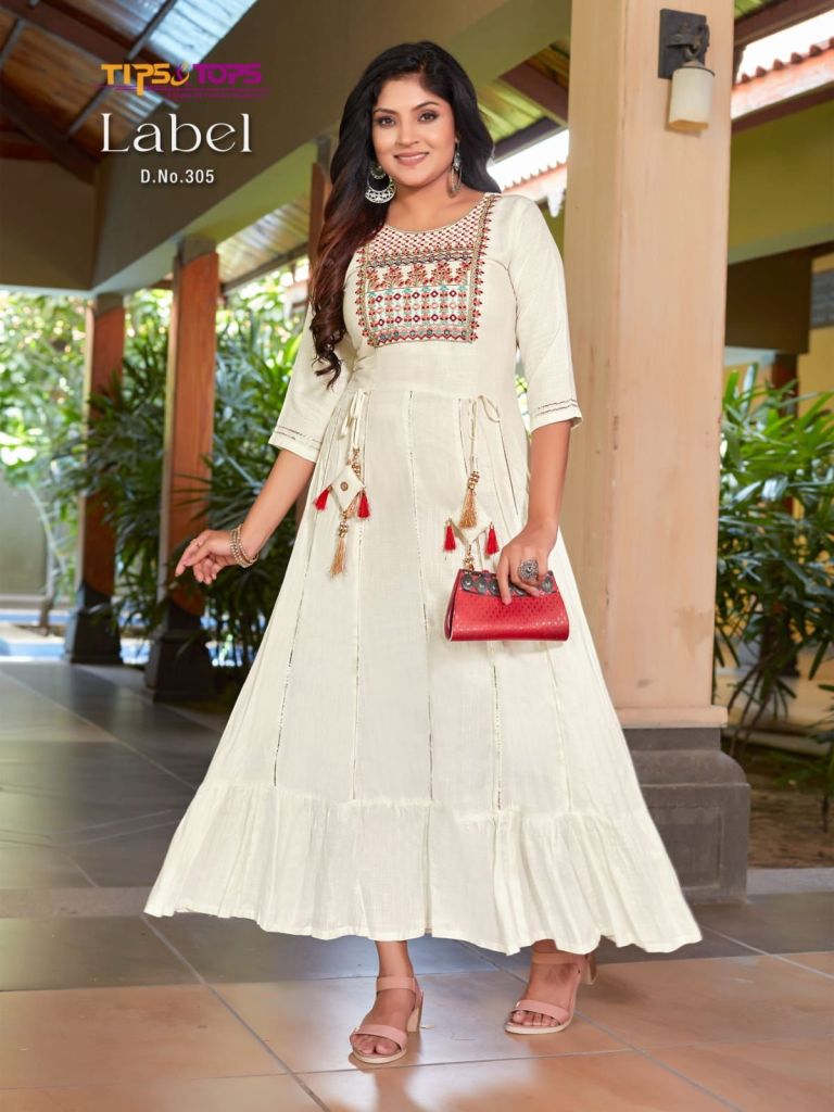 Tips And Tops Label  vol 3	Rayon Embroidery  Fancy  Long Anarkali Kurti Collection