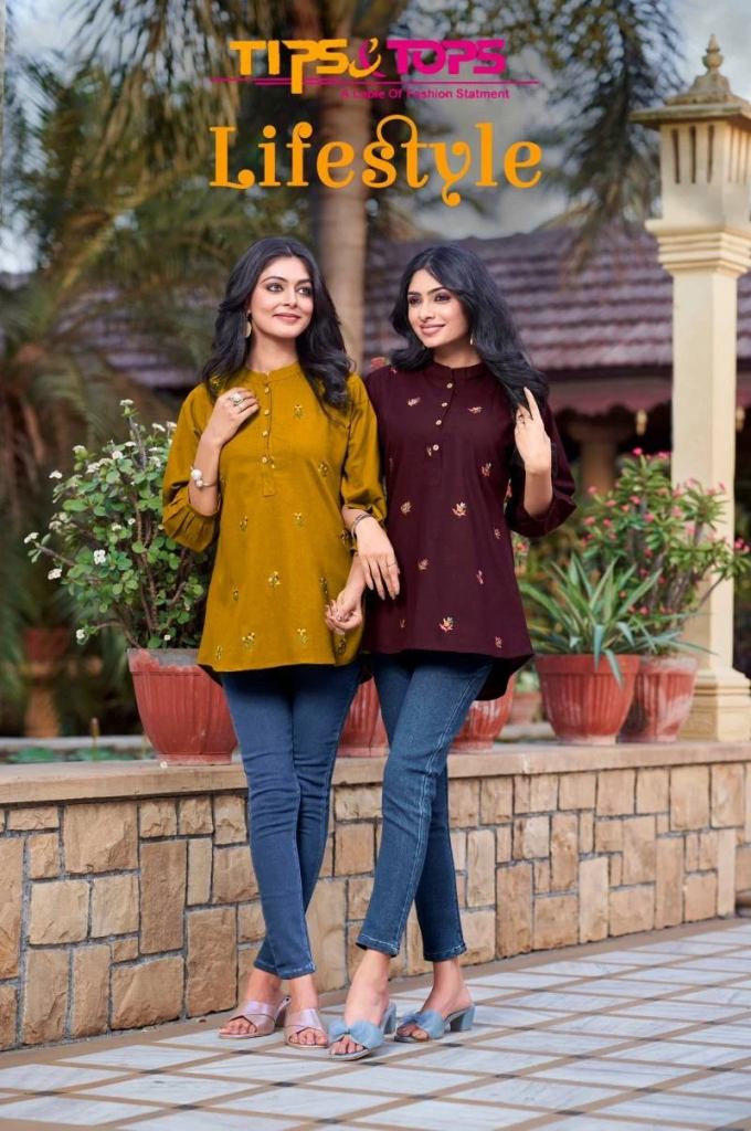 Tips And Tops Lifestyle Cotton Printed Short Kurti Casual Wear Collection 