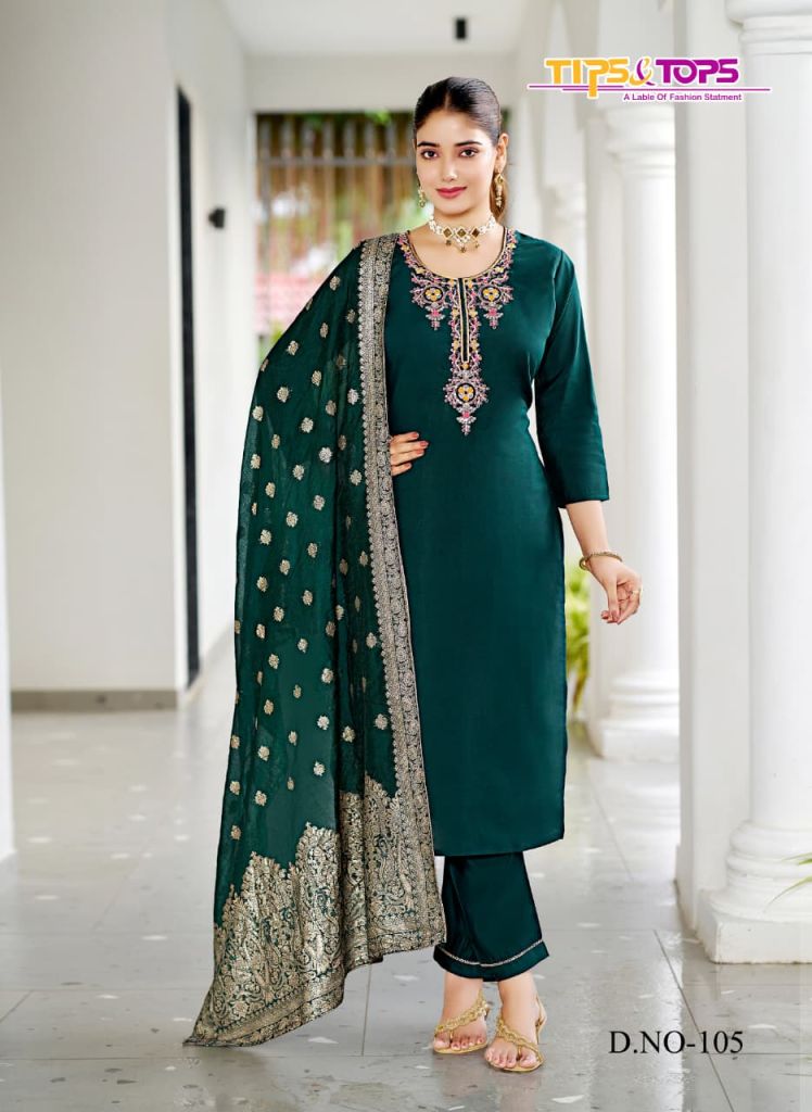 Tips And Tops Maahi Roman Silk Kurti