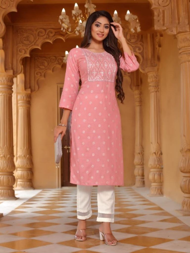 Tips And Tops Satrangi Vol 2 Rayon Embroidered Fancy Kurti With Pant 