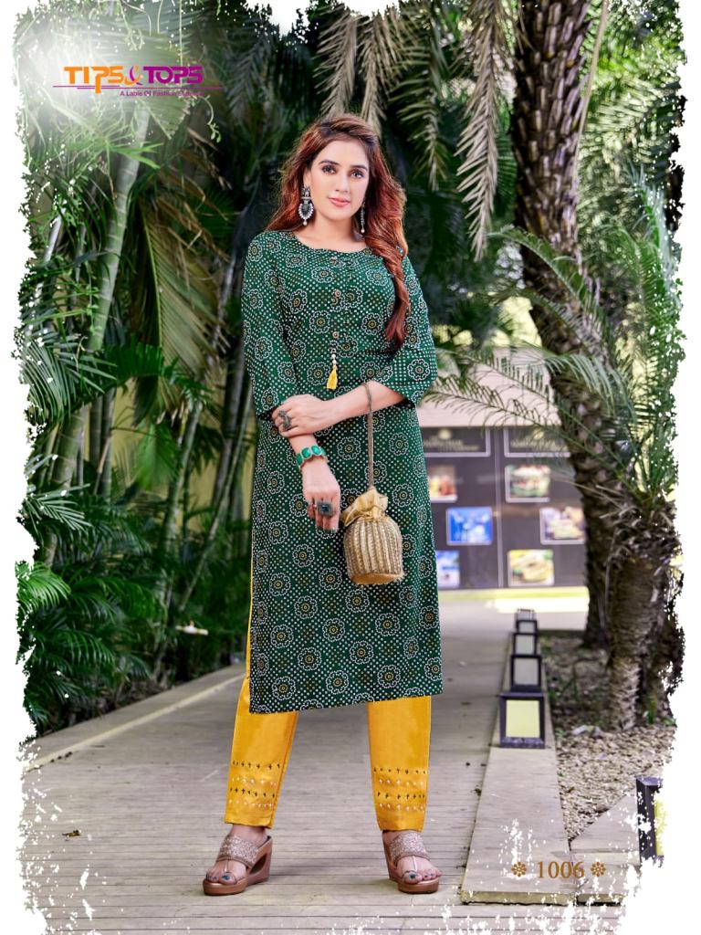 Buy Tips &Tops Bandhej vol 3 Reyon Bandhani Print Designer Top ...