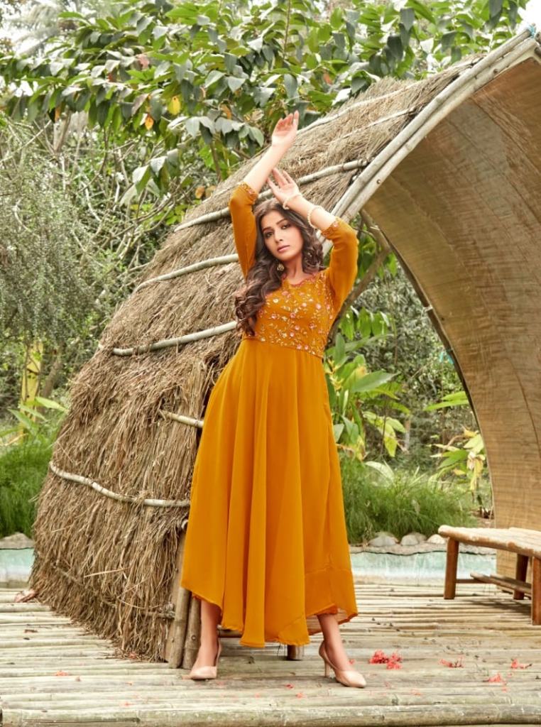 Tips & Tops Cindrella Designer Georgette Party Wear Kurtis Catalog