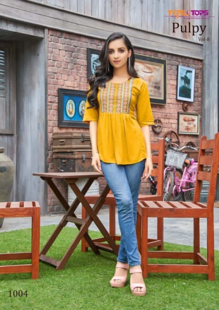 Tips & Tops Pulpy Vol 8 Heavy Rayon Slub Embroidery Western Top Collection