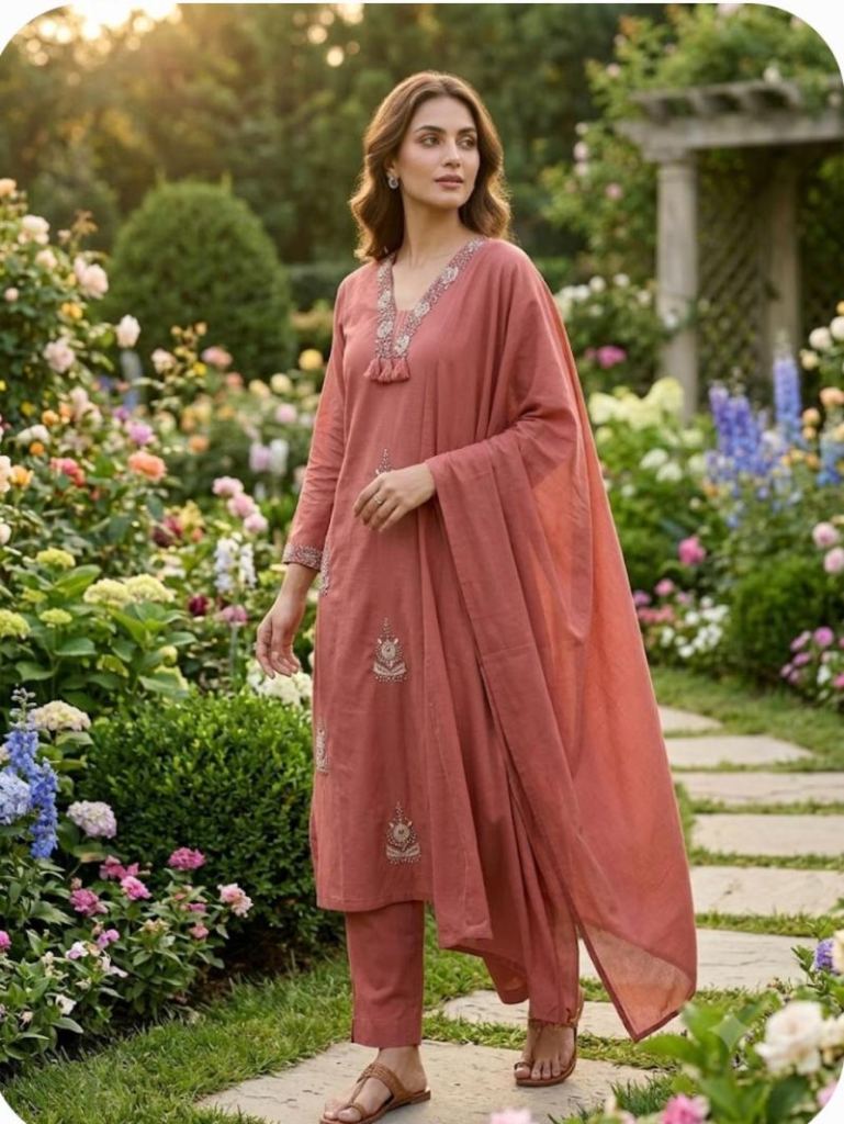 Tlc Vol 57 Plus Size Embroidered Kurti With Bottom Dupatta
