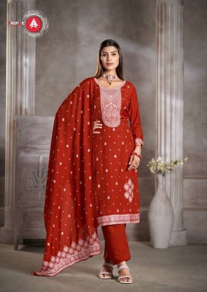 Triple Aaa Kia Dark Maslin  Dress Material