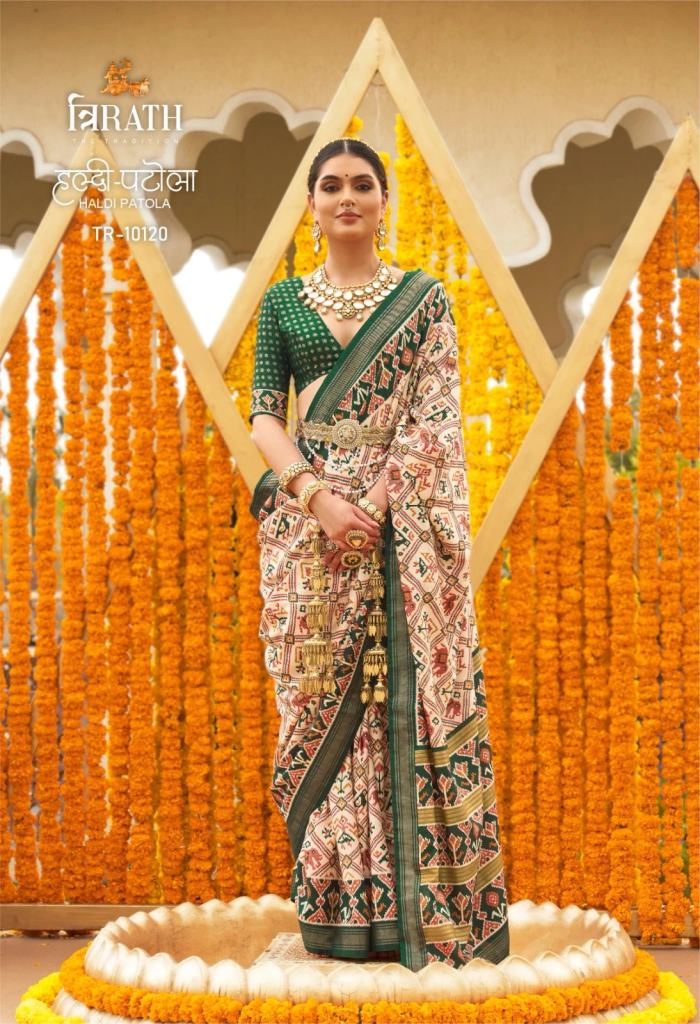 Trirath Haldi Patola Mercerized Sigma Silk Sarees