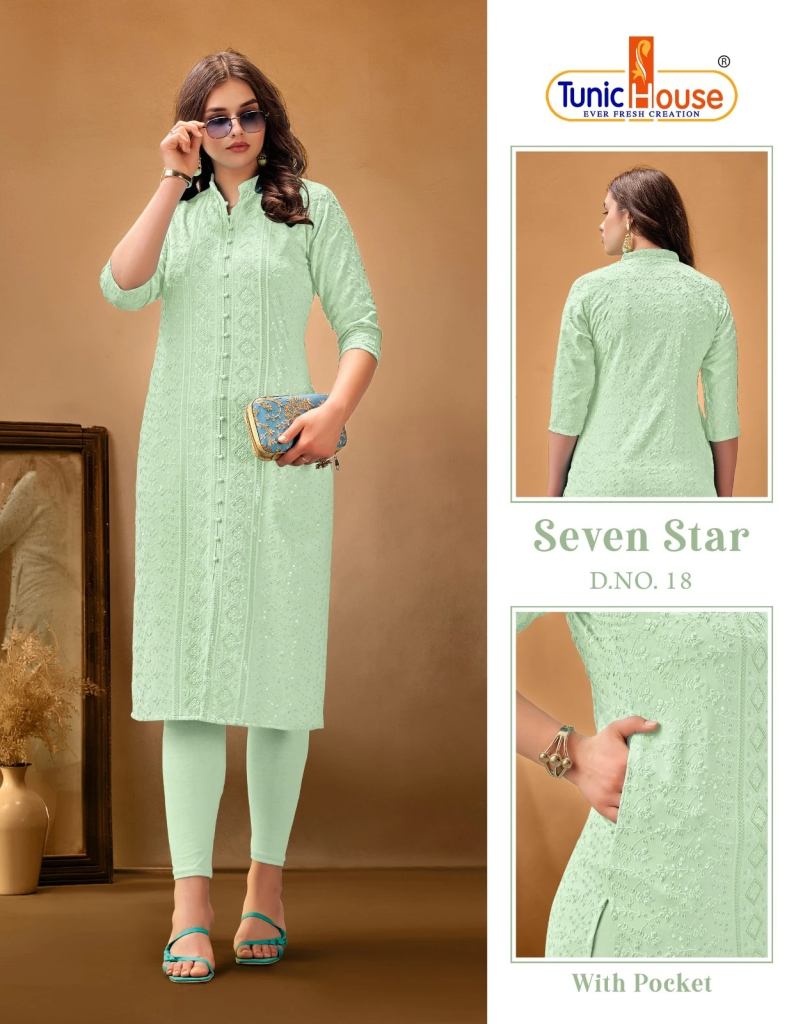 Tunic House 7 Star 14 Viscose Chikankari Worked Kurti-Pant