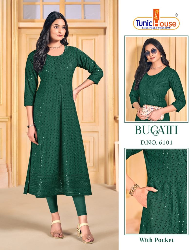 Tunic House Bugatti vol  1 Lucknowi Rayon  Kurtis Collection