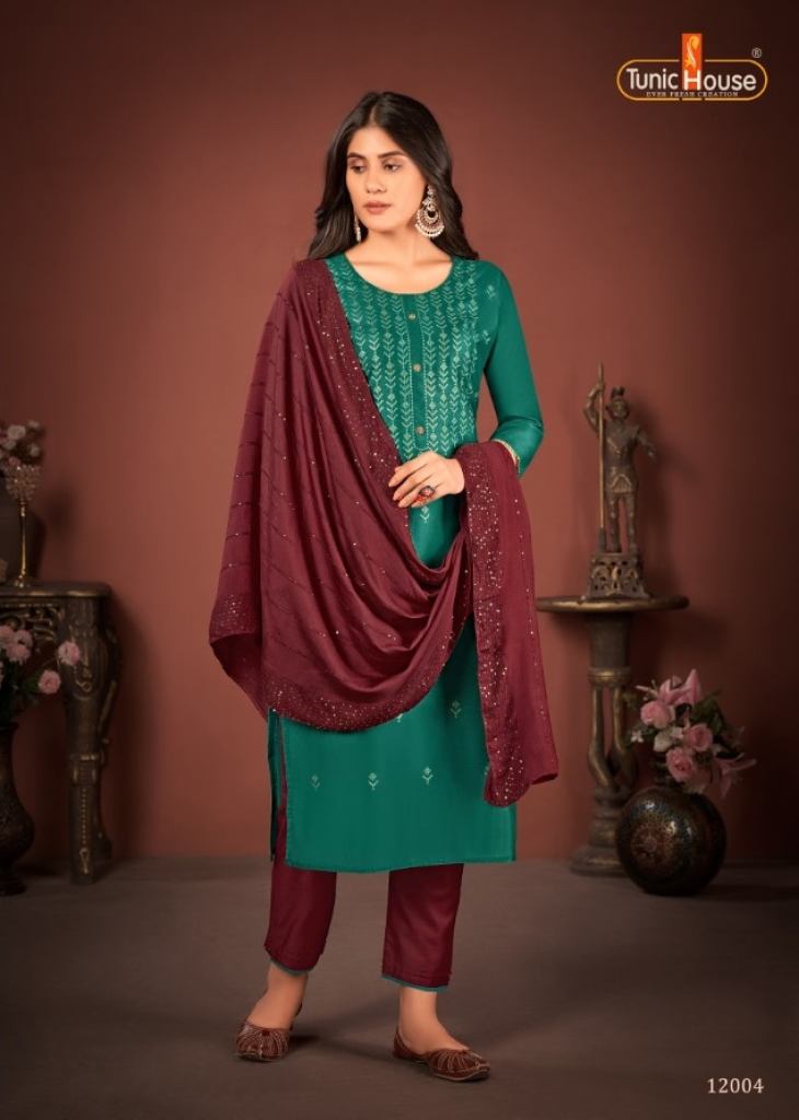 Tunic House Meraki Silk Readymade Top Bottom and Dupatta Catalog
