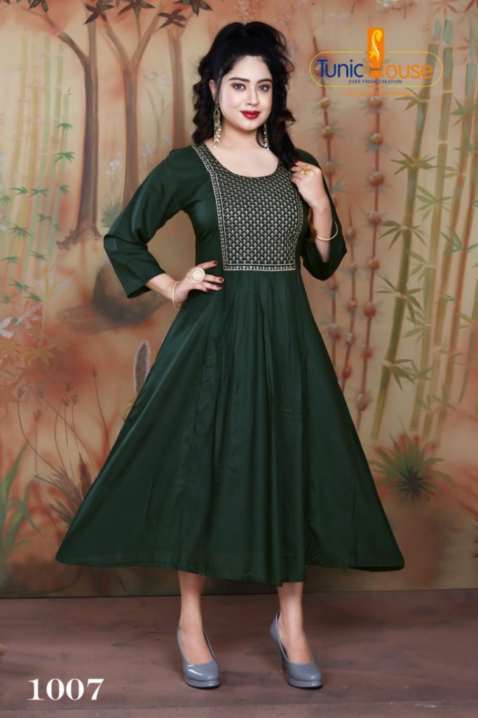 Tunic House Nek-Nx Designer Rayon Fancy Kurti Catalog,