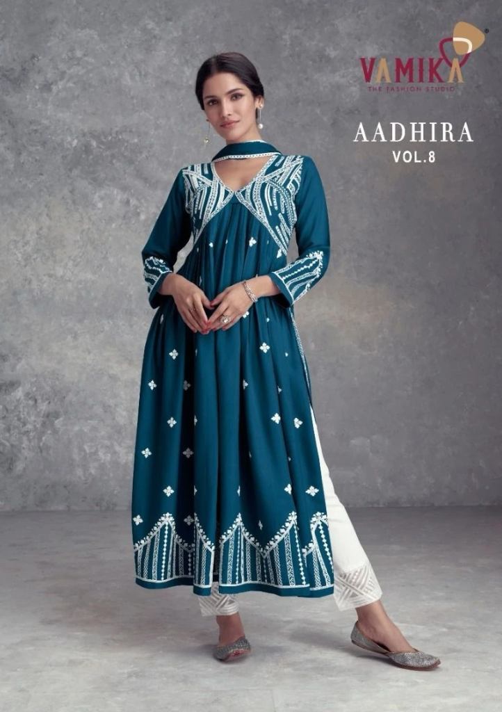 Vamika Aadhira Vol 8 Designer Kurti Palazzo With Dupatta