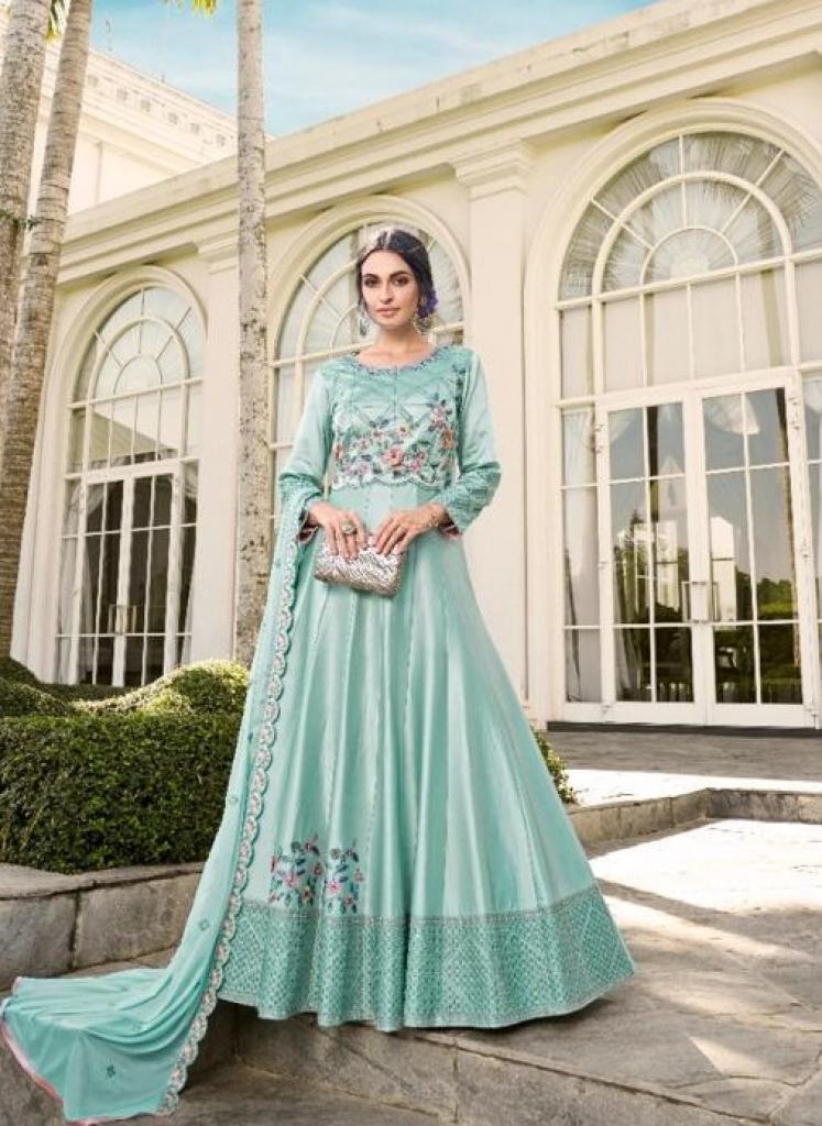 Vamika Elegant Designer Silk Embroidery Gown With Dupatta catalogue 