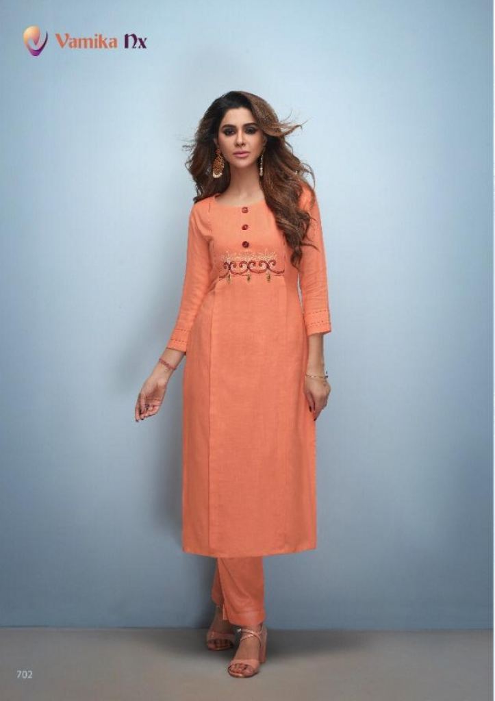 Peach Poly Crepe Solid Kurta with Pant and Dupatta – Janasya.com