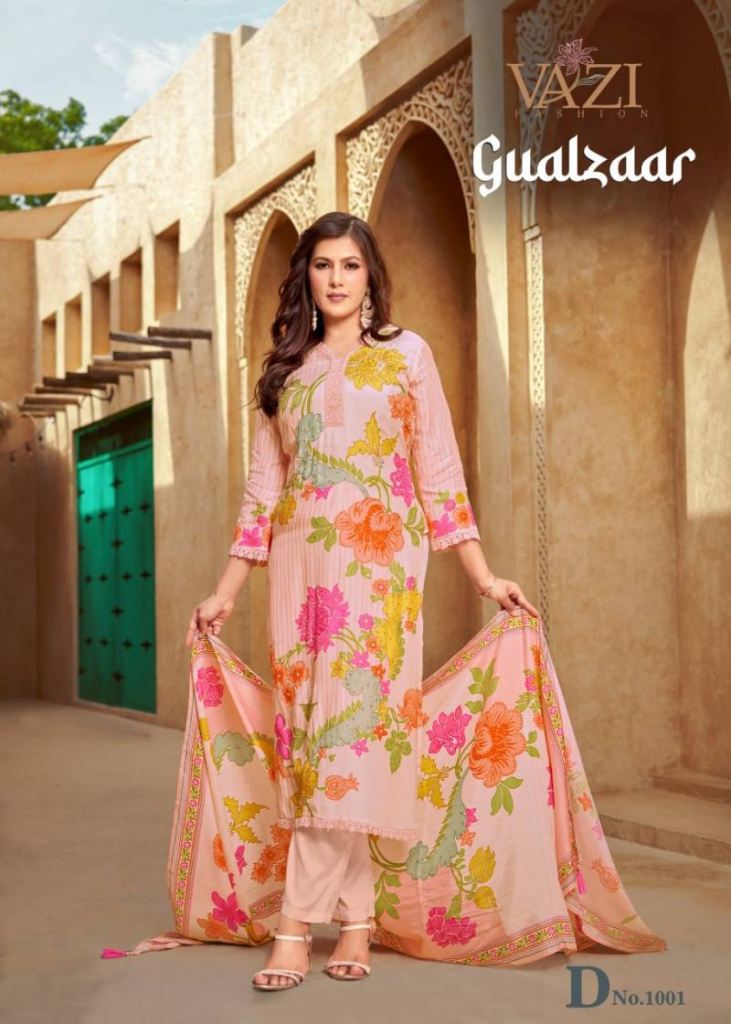 Vazi Gualzaar Printed Kurti Bottom With Dupatta