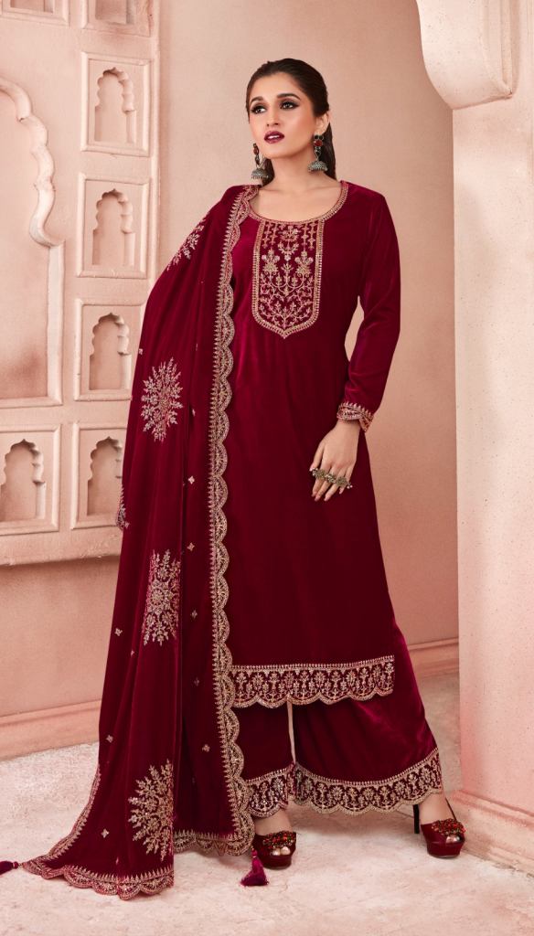 Vinay Kervin Velvet Embroidery 3 Heavy Designer Velvet Salwar Kameez