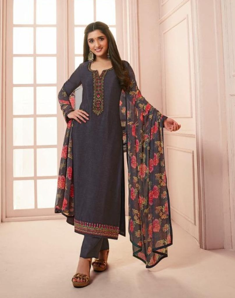 fcity.in - Embroidered French Crepe Solid Semi Stitched Salwar Suit /  Aakarsha