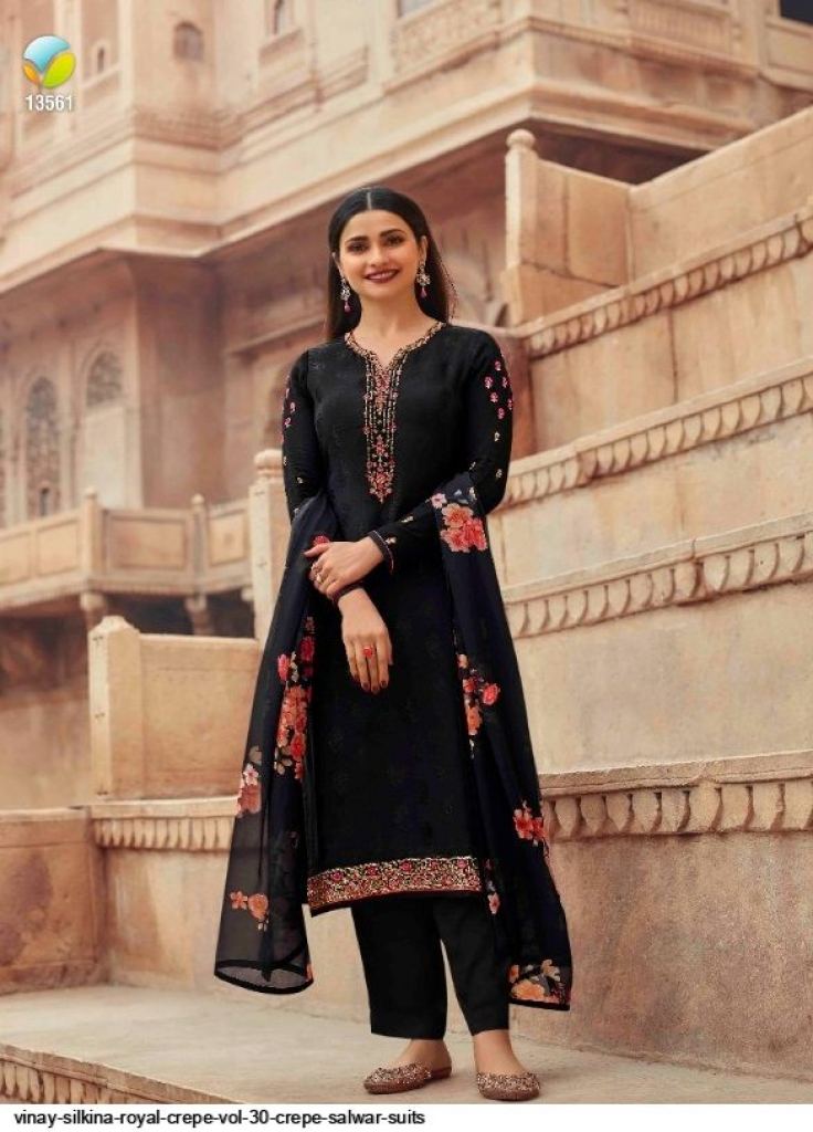 Best Seller Crepe Black Printed Salwar Suit LSTV123683