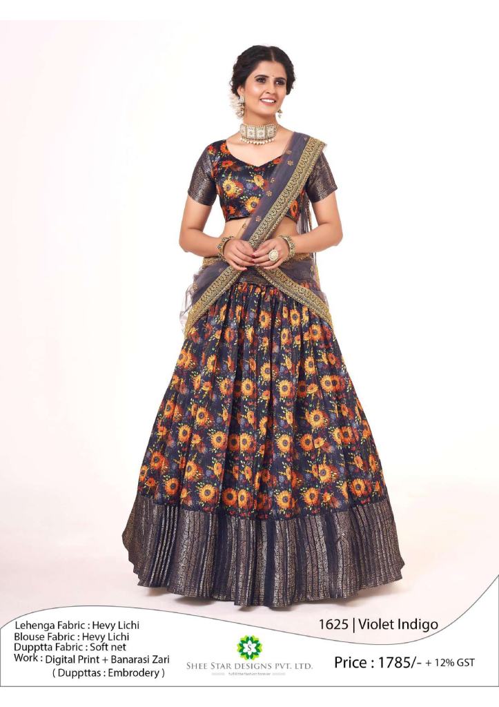  Violet indigo Traditional and Modern Designer Half sarees lehenga  collection 