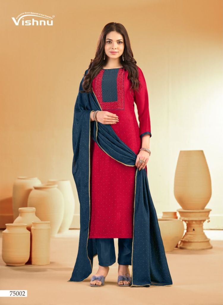 Vishnu Swarnapankh Blooming With Work Dress Material